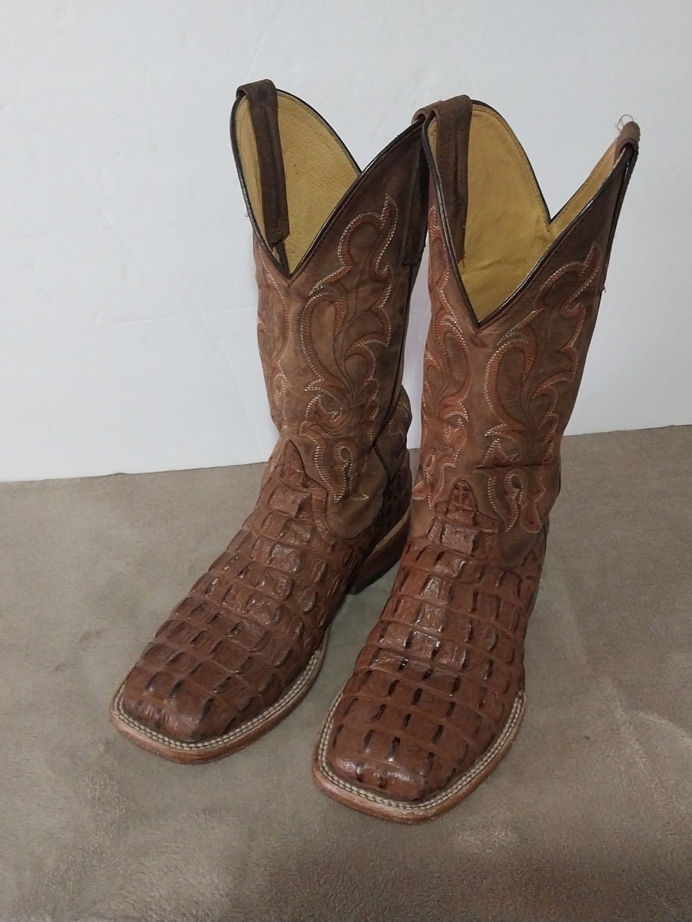 LOS ALTOS Kids Alligator Brown Exotic Croc-Embossed Western Cowboy Boots Size 6